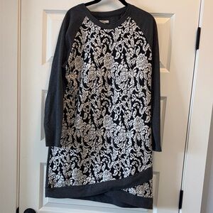 Maurice’s L long grey sweatshirt dress with jacquard front